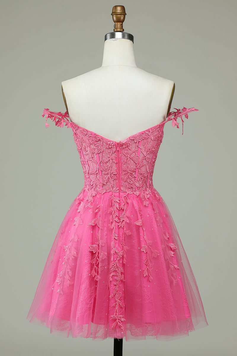 Carregar imagem no visualizador da galeria, Tiras de espaguete da marinha curto vestido de homecoming com apliques