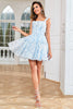 Carregar imagem no visualizador da galeria, Elegante A Line Sage Printed Short Homecoming Dress