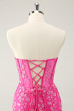 Sparkly Fuchsia Sweetheart Corset Homecoming Dress com apliques