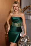 Verde escuro Bodycon Corset Strapless Short Homecoming Dress