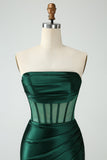 Espartilho Verde Escuro Strapless Bodycon Vestido Curto Homecoming