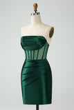 Espartilho Verde Escuro Strapless Bodycon Vestido Curto Homecoming