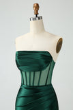 Espartilho Verde Escuro Strapless Bodycon Vestido Curto Homecoming