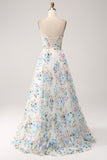 Flor de Marfim A-Line Strapless Long Corset Prom Dress