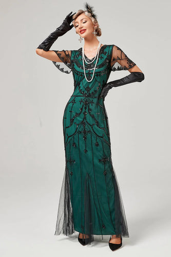 Vestido verde escuro dos anos 1920