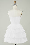 Espartilho brilhante vestido branco em camadas