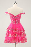 Bonito Brilhante Hot Pink Uma Linha Tiered Corset Lace Short Homecoming Dress