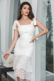 Bodycon branco vestido de noivado com renda