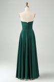 Verde escuro Uma linha querida Keyhole Long Bridesmaid Dress