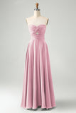 Verde escuro Uma linha querida Keyhole Long Bridesmaid Dress