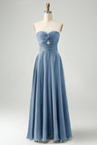 Verde escuro Uma linha querida Keyhole Long Bridesmaid Dress