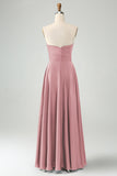 Verde escuro Uma linha querida Keyhole Long Bridesmaid Dress