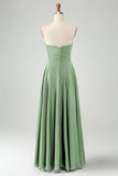 Verde escuro Uma linha querida Keyhole Long Bridesmaid Dress