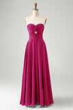 Verde escuro Uma linha querida Keyhole Long Bridesmaid Dress