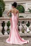 Blush Sereia Esparguete Correias Cetim Long Prom Dress com Fenda