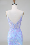 Blue Sequins Corset Open Back Vestido Curto de Regresso a Casa com Bordado