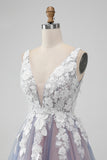 Elegante cinza rosa uma linha V pescoço flores curto homecoming vestido com pérola