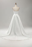 Elegante branco uma linha sem alças plissado varredura trem vestido de noiva com split