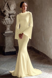 Marfim Sereia Cowl Neck Vestido de Noiva Longo