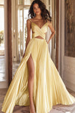 Vestido de Baile Longo com Alças Finas Rosa Linha-A e Fenda