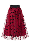 Saia Midi de Tule em Rede Floral 3D Feminina – Saia Longa Fairy de Cintura Alta em Linha A