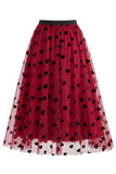 Saia Midi de Tule em Rede Floral 3D Feminina – Saia Longa Fairy de Cintura Alta em Linha A