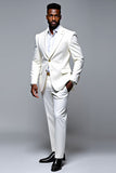 Texturizado Single Breasted Slim Fit 2 peças terno masculino branco