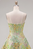 Espartilho verde A-Line Vestido Curto de Finalistas