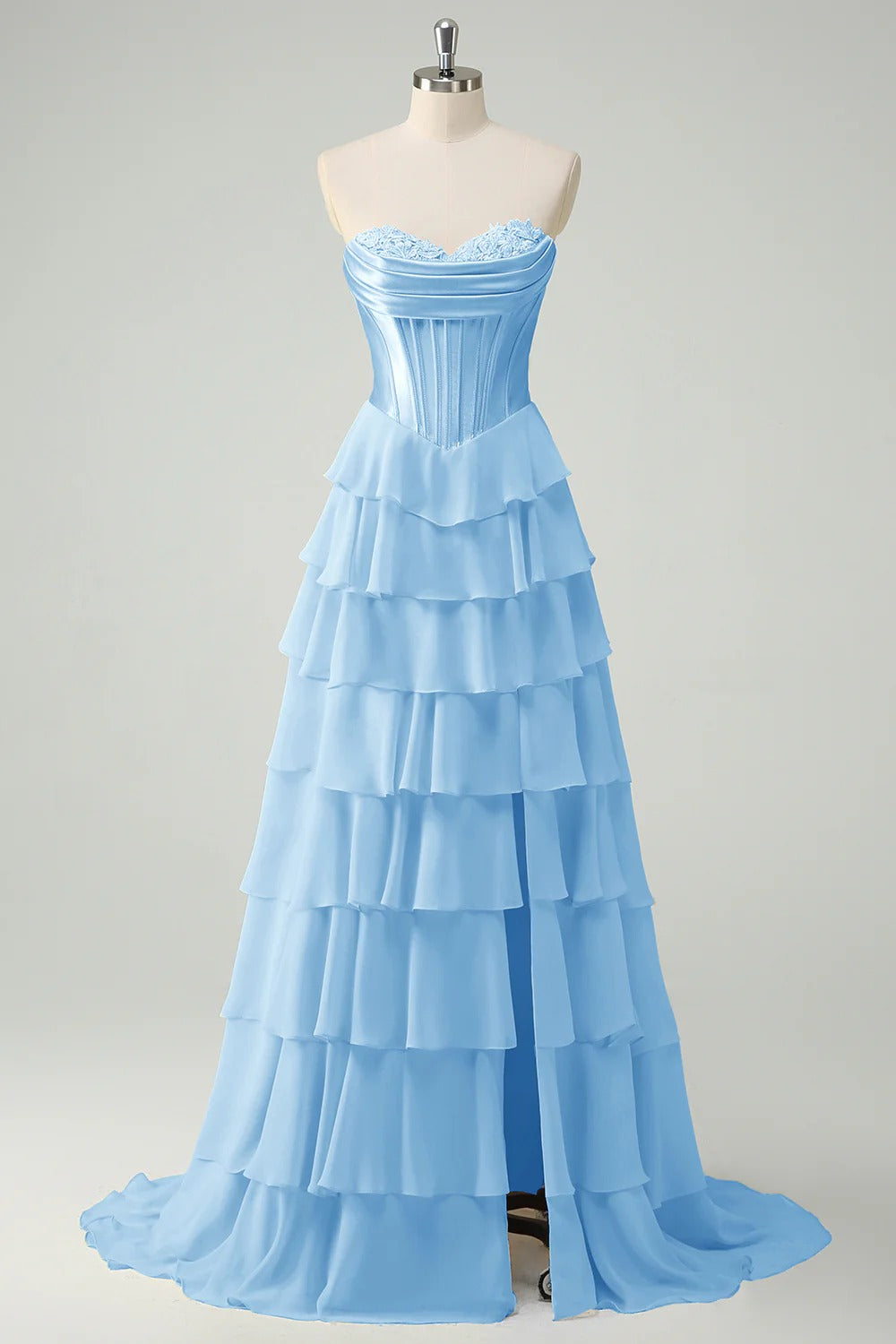 Vestido de Baile Fúcsia Comprido em Linha-A com Folhos e Camadas