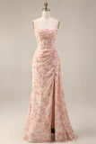 Vestido de Baile Comprido Floral Sálvia Empoeirada com Racha