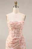 Vestido de Baile Comprido Floral Sálvia Empoeirada com Racha
