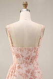 Vestido de Baile Comprido Floral Sálvia Empoeirada com Racha