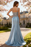 Vestido de Baile em Cetim Rosa Brilhante com Aplicações Corpete e Fenda