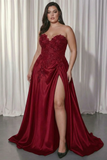 Vestido de Baile Longo Preto Sem Alças Linha-A Apliques e Fenda