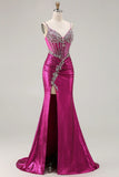 Vestido de Baile Longo Alças Finas Douradas Brilhantes Bordado com Miçangas