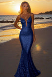 Vestido Longo Cerimónia Prateado Sereia Alças Finas Brilhantes e Lantejoulas