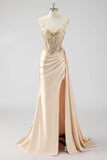 Vestido de Baile Longo Alças Finas Prata Apliques com Faixa