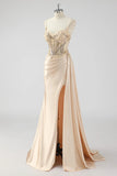 Vestido de Baile Longo Alças Finas Prata Apliques com Faixa