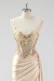 Vestido de Baile Longo Alças Finas Prata Apliques com Faixa