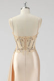 Vestido de Baile Longo Alças Finas Prata Apliques com Faixa
