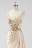 Vestido de Baile Longo Alças Finas Prata Apliques com Faixa