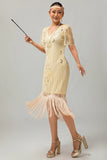 Flapper Borgonha Sequin Bodycon Fringed 1920s Vestido
