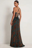 Vestido de Baile Longo com Alças Finas em Verde Escuro