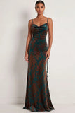 Vestido de Baile Longo com Alças Finas em Verde Escuro