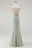 Vestido Longo de Dama de Honra Halter Salva-vidas Chiffon e Babados