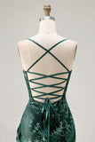 Vestido de Baile Longo com Alças Finas em Verde Escuro