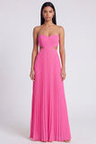 Vestido Maxi plissado cor-de-rosa e laranja A-Line