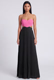 Vestido Maxi plissado cor-de-rosa e laranja A-Line