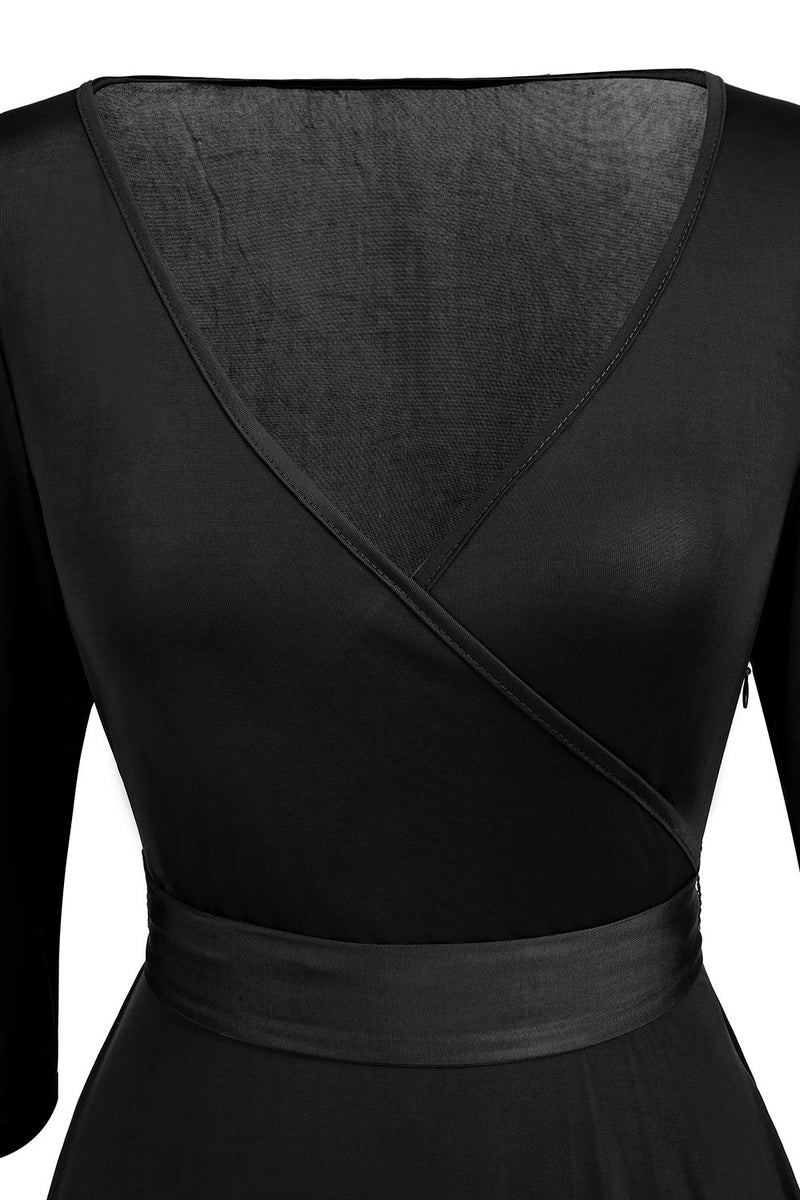 Carregar imagem no visualizador da galeria, Vestido preto vintage de 1950 com faixa