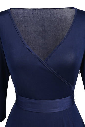 Vestido preto vintage de 1950 com faixa